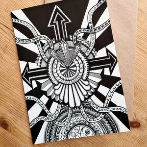 Chronosome - France | Carte de vœux A5 | Sacred Geometry Art, Zentangle Art, Mandala Art