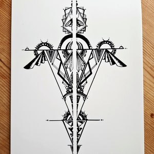 Totem Mandala II | A5-wenskaart | Heilige Geometrie Kunst, Zentangle Kunst, Mandala Art