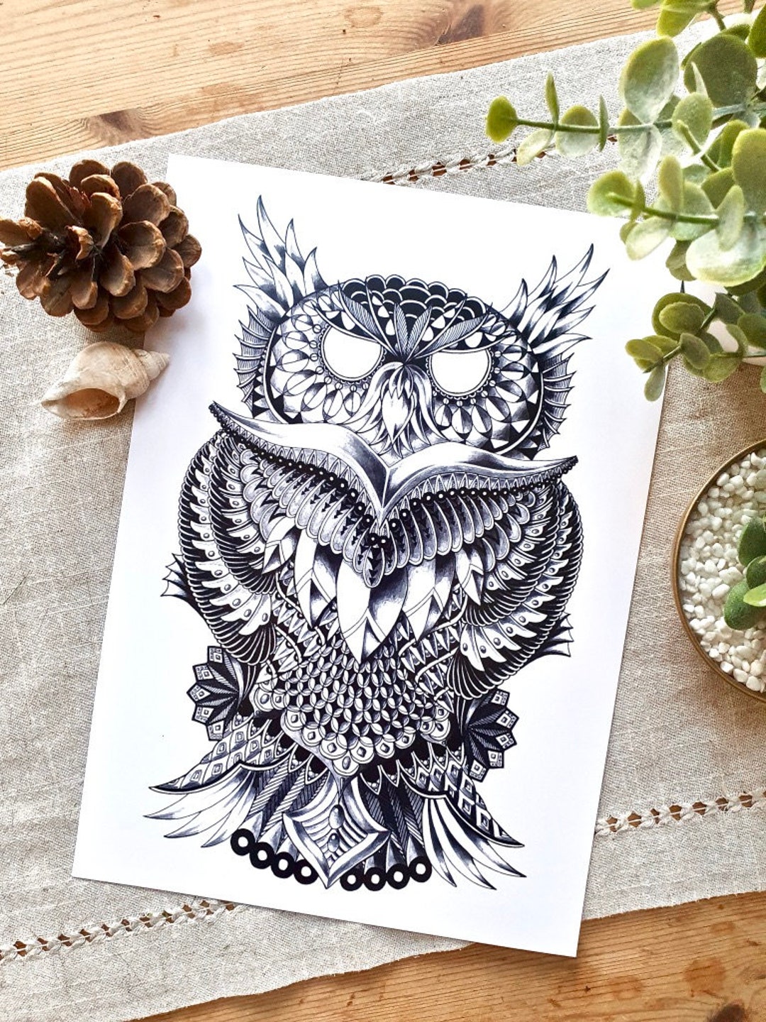 Owl II | A4 Mandala Print | Signed, Limited Edition Fine Art Print ...