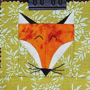 Happy Fox - Fox Quilt BLOCK Pattern | Baby Quilt Block | Woodland Quilt Block