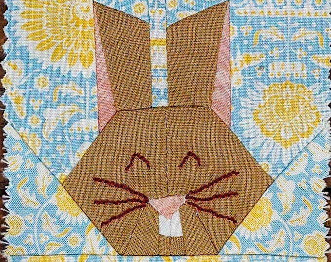 Bunny Bun Quilt Block PDF Instant Download Rabbit Quilt Block Pattern 6 ...