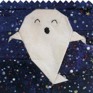 Bloki kołdry Halloween - Wzór bloku kołdry Friendly Ghost | bloki kołdry pdf