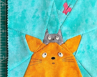 Curious Cats Quilt BLOCK Pattern - Cat Quilt Pattern