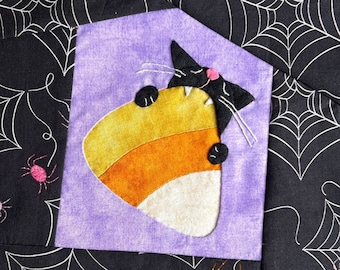 Halloween Black Cat Quilt Block - Halloween Quilt Block Pattern