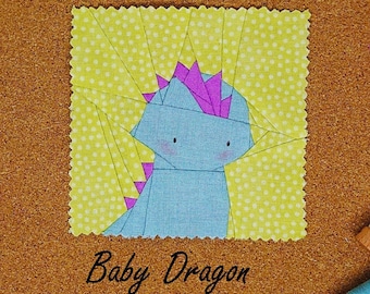 Cute Baby Dragon Quilt BLOCK PDF | Quilt Block Pattern | Baby Quilt Blocks