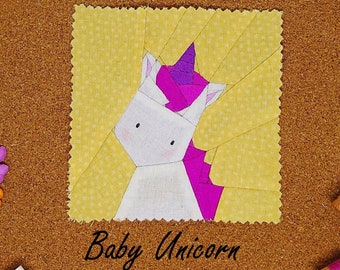 Cute Baby Unicorn Quilt BLOCK PDF | Quilt Block Pattern | Baby Quilt Blocks