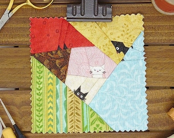 Three Little Kittens Quilt Block Pattern - Kitten Quilt Block | Cat Quilt Block | Pieced Block Pattern