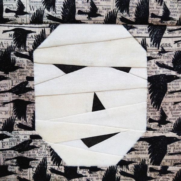 Halloween Quilt Block  - Mummy PDF Quilt Block Pattern