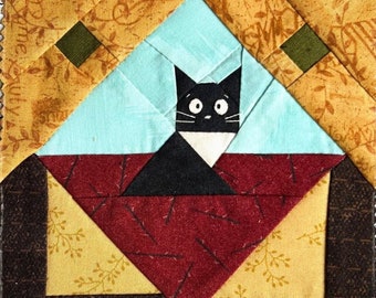 Whimsical Cat Quilt Block Pattern - Cat Quilt - Kitty Quilt