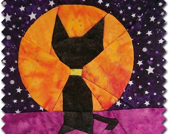 Halloween Quilt Block  - Black Cat PDF Quilt Block Pattern