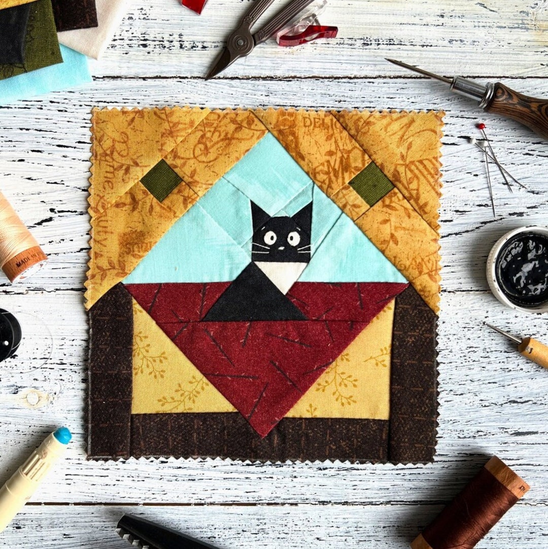 Whimsical Cat Quilt Block Pattern - Cat Quilt - Kitty Quilt - Etsy