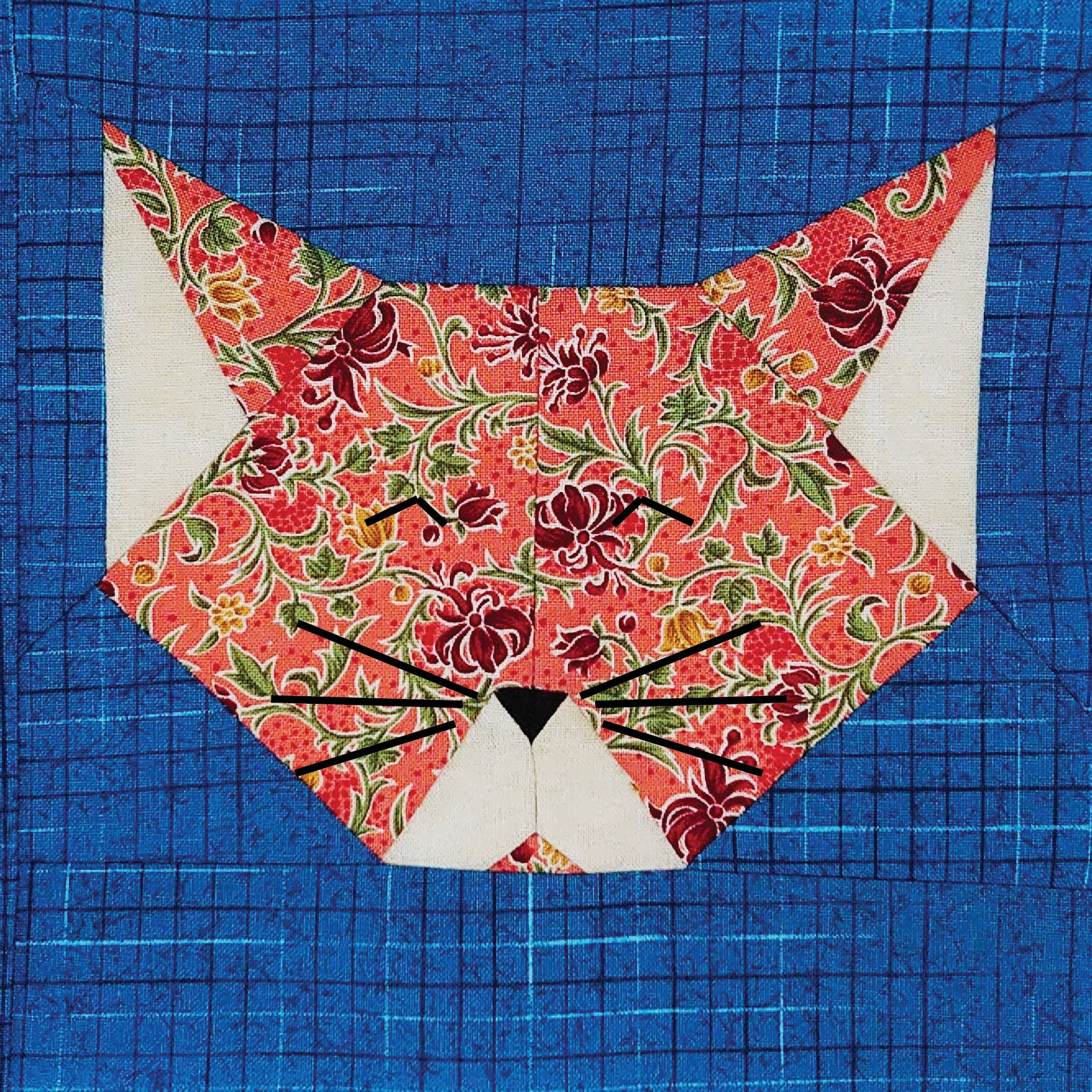 Happy Cat Cat Quilt BLOCK Pattern Kitty Quilt Block Etsy
