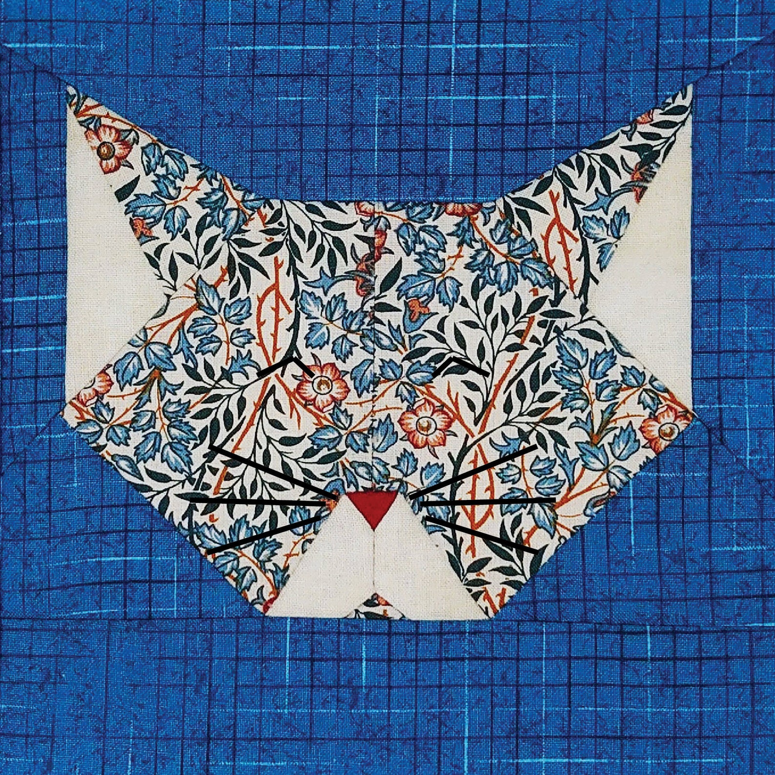 Happy Cat Cat Quilt BLOCK Pattern Kitty Quilt Block Etsy