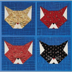 Happy Cat -  Cat Quilt BLOCK Pattern | Kitty Quilt Block Pattern | Meow PDF Quilt Block