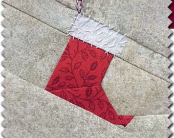 PDF Christmas quilt block pattern  - Santa's Boot quilt block | Winter quilt block pdf