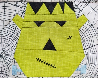 Halloween Quilt Blocks  - Frankenstein Quilt Block Pattern | pdf quilt blocks