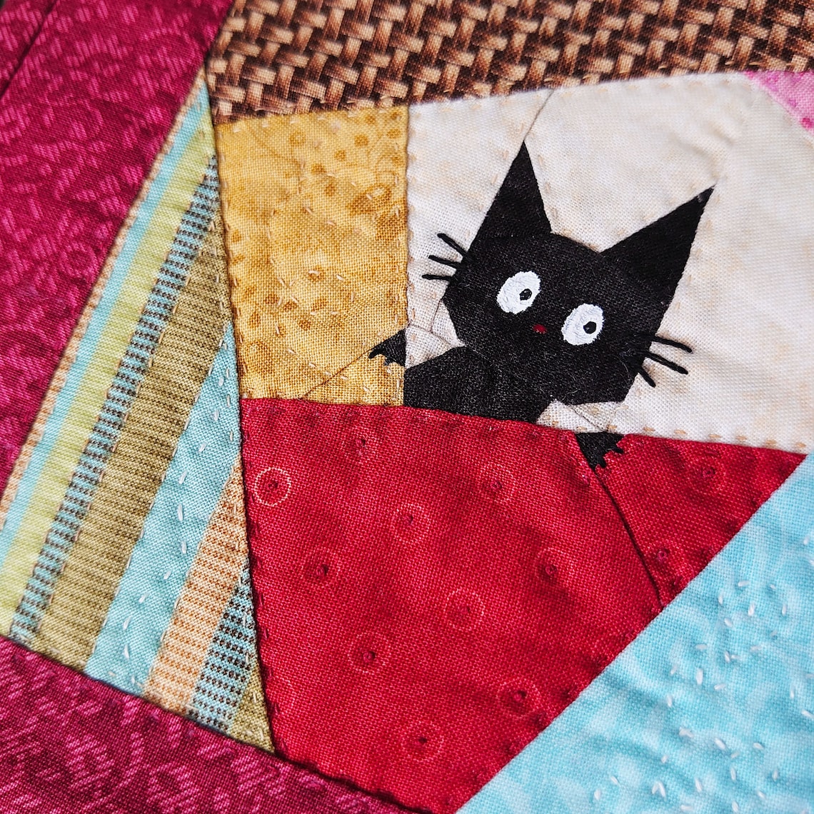 Cute Cat Quilt Block Pattern Kitty Quilt Block Animal Etsy