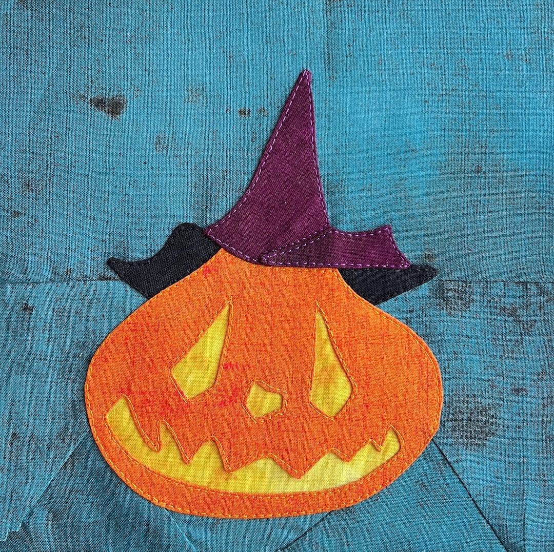 Halloween Bewitched Pumpkin Applique Quilt Block Pattern PDF - Etsy