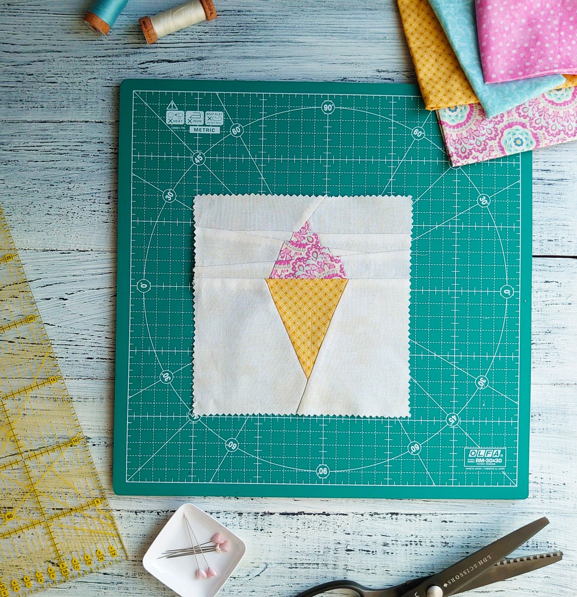 Summer Quilt Block Pattern Ice Cream Cone Quilt Block Etsy
