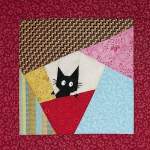 Cute Cat Quilt Block Pattern Kitty Quilt Block Animal Quilt Block ...