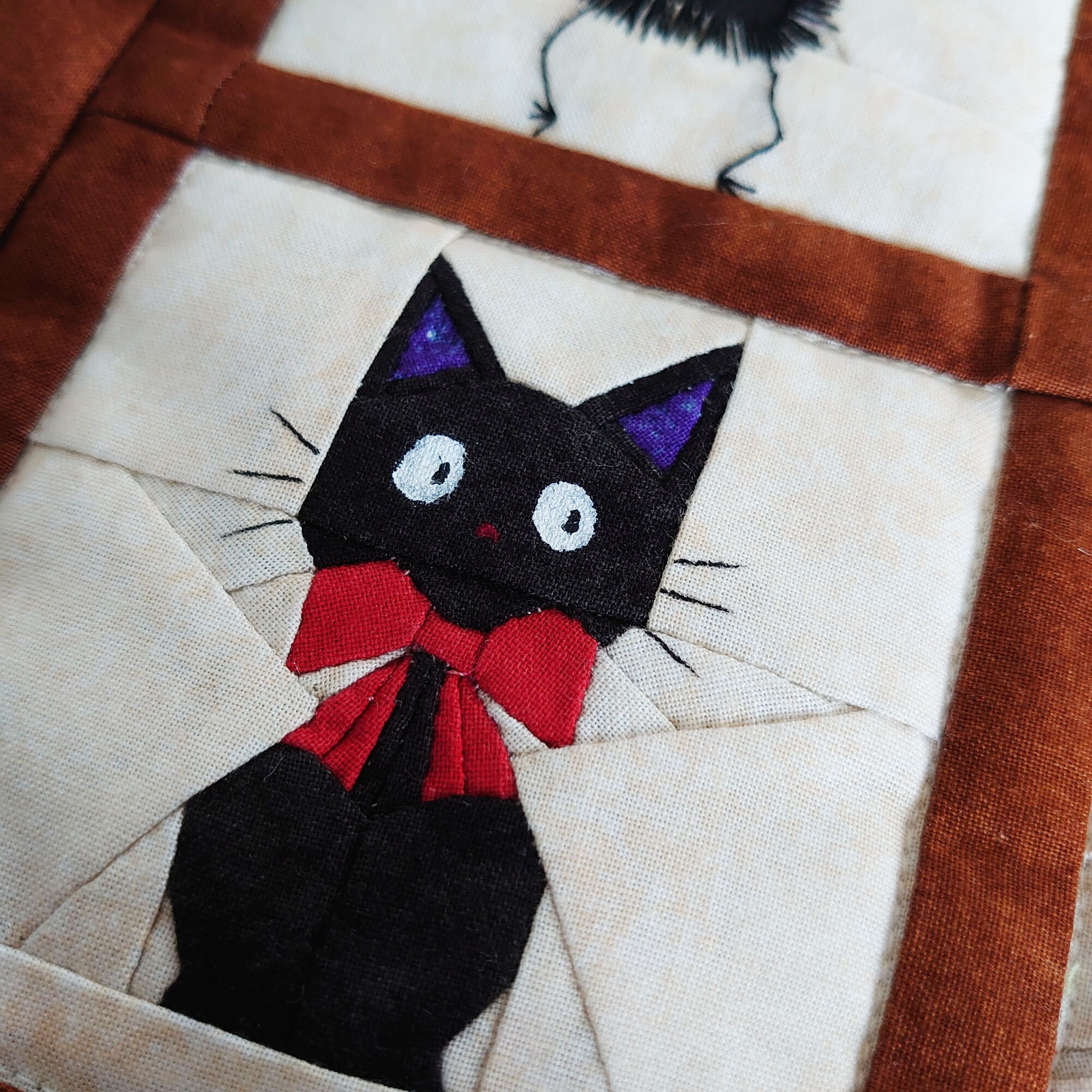 Black Cat Quilt Block Pattern Kitty Quilt Block Animal Etsy