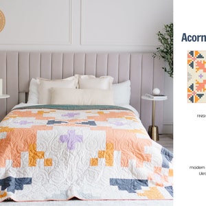 Modern Quilt Patterns - Acorn Power ornament quilt | patchwork pdf quilt patterns