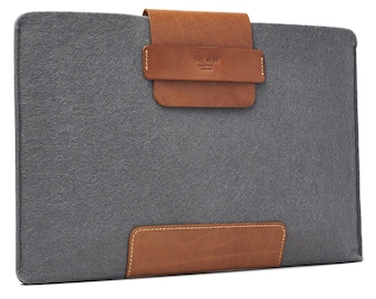 DOVE GREY Leder & Filz Hülle Tasche für MacBook Pro und Air - 14'', 13'', 13.3'' / Laptop Hülle, MacBook Air MacBook Pro Hülle, Laptoptasche