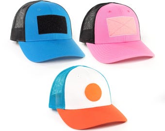Smaller Fitting Solid Color Hats / Custom patch panel - low profile snap back hats