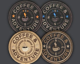 Coffee and Adventure patches - 4 color options