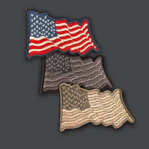 American Flag Patches - Embroidered Versions - Waving USA Flag Patch