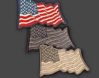 American Flag Patches - Embroidered Versions - Waving USA Flag Patch