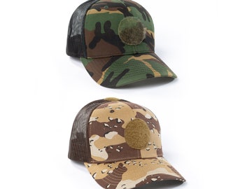 OSFM Woodland M81 & Desert Chocolate Chip Camo - Custom patch panel - low profile snapback hats