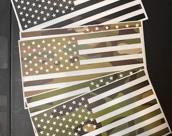 American Flag vinyl Sticker Set Multicam® Flags  L & R Sticker set USA