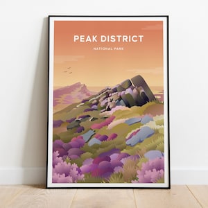 Peak District National Park, Leek, Staffordshire. Art Print / Travel poster. Modern Style.