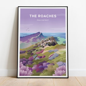 The Roaches, Peak District, Leek, Staffordshire. Art Print / Travel poster. Modern Style.