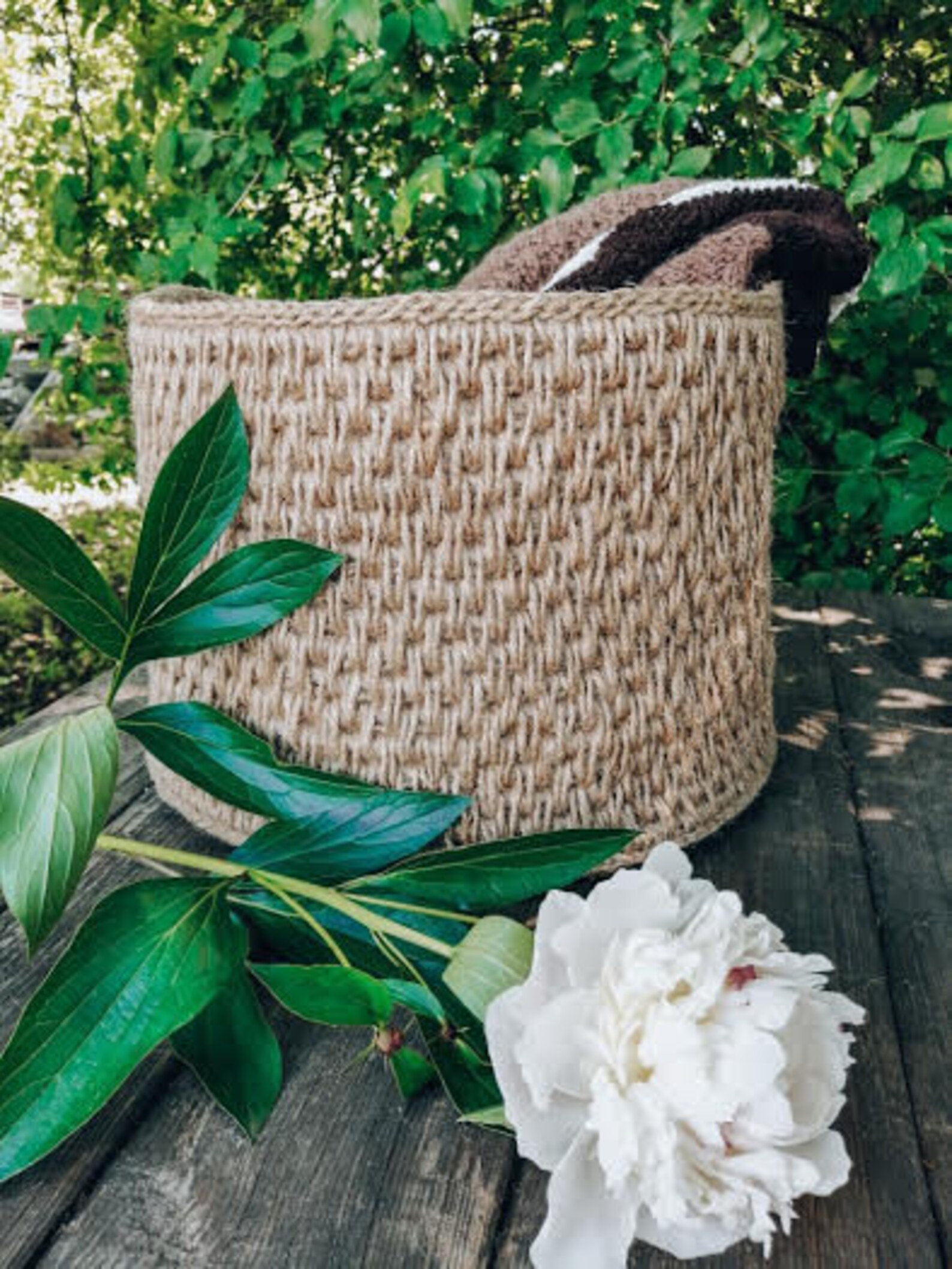 Jute basket handmade for interior house decoration o Etsy