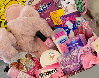 Feestdoos uit de eerste periode | Geschenkdoos voor eerste menstruatie, periodekit, periodeverzorgingspakket, eerste stroombox