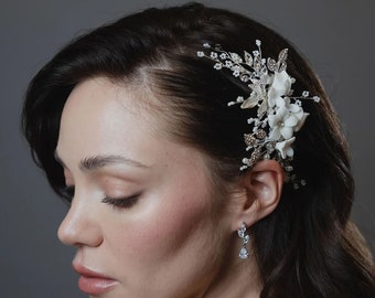 Coiffure de mariée peigne à cheveux de mariage accessoire de cheveux floral douche nuptiale coiffure mariage morceau de cheveux peigne à cheveux de mariée mariage casque mariée