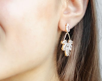 Bridal Bliss: Gold Sparkling Fish Hook Earrings for the Stylish Bride // A005