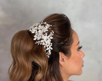 Bridal headband wedding headpiece with crystal hair piece for bride floral headpiece crystal hair vine wedding hair comb bridal hairstyle