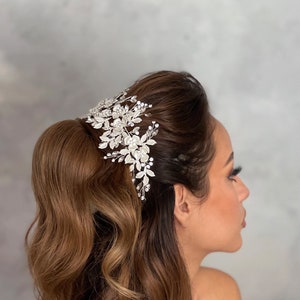 Bandeau de mariée bandeau de mariage avec morceau de cheveux en cristal pour mariée casque floral cristal cheveux vigne mariage peigne à cheveux coiffure de mariée