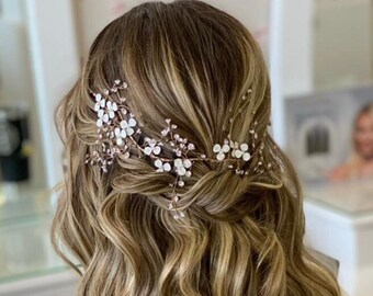 Wedding headpiece Bridal hair vine bridal headpiece wedding hair accessory floral hair vine hair adornment wedding reception headpiece