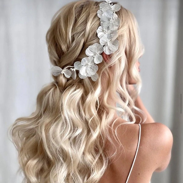 Wedding Headpiece floral hair vine bridal shower wedding day hairstyle bridal hair piece adornment wedding hair vine flower hair accessory