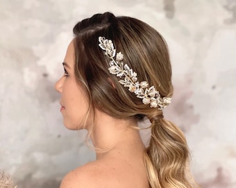 Bandeau de mariage or cheveux vigne nuptiale douche jour du mariage coiffure mariée cheveux pièce parure mariage cheveux vigne floral accessoire de cheveux