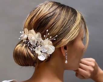 Wedding Headpiece Floral hair clip bridal hair piece for wedding reception hair adornment wedding hairstyle bridal shower hair comb wedding