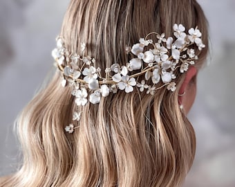 Wedding Headpiece floral hair vine bridal shower wedding day hairstyle bridal hair piece adornment wedding hair vine flower hair accessory