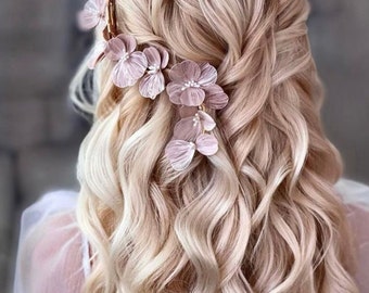 Bridal Headpiece rose gold floral headpiece wedding day hairstyle bridal shower hair accessory wedding hair vine rose gold flower hair piece
