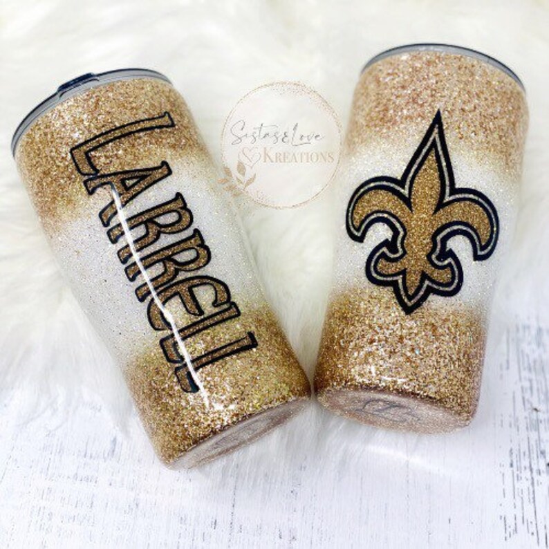 New Orleans Saints Glitter Custom Stainless Steel Tumbler Cup Etsy