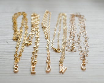 Personalized Gold Initial Necklace, 18K Plated, Dainty Name Jewelry