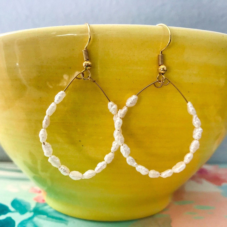 Fresh Water Pearl Hoop Earring Unpolished Pearl Earring - Etsy